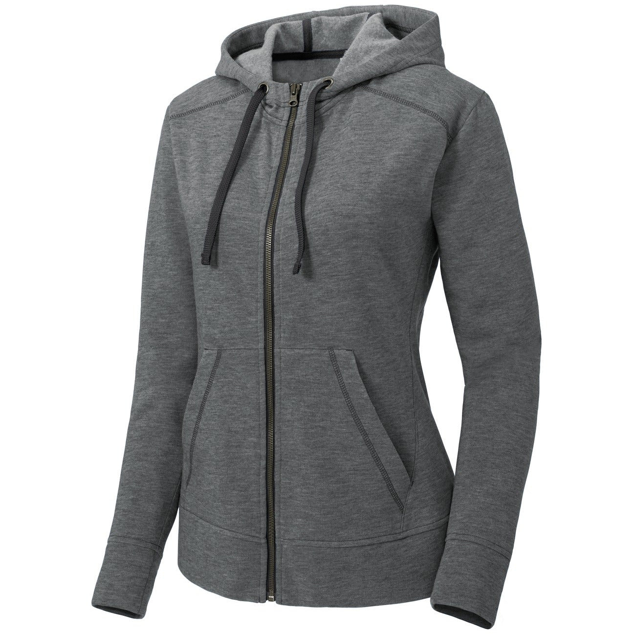 Sport-Tek Women's PosiCharge Tri-Blend Wicking Fleece Full-Zip Hooded Jacket