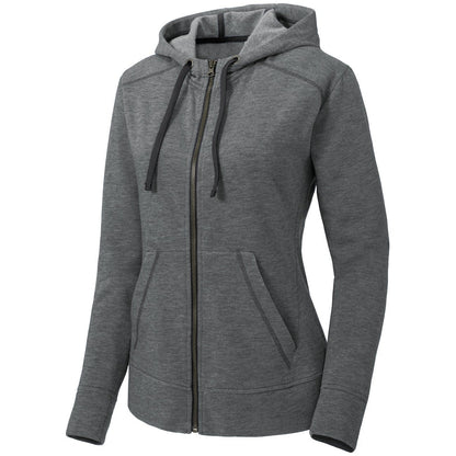 Sport-Tek Women's PosiCharge Tri-Blend Wicking Fleece Full-Zip Hooded Jacket