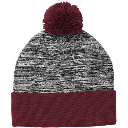 Sport-Tek Heather Pom Pom Beanie